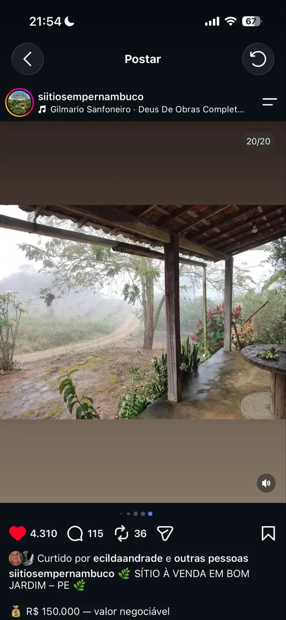 Vendo sítio em BOM JARDIM -  PE