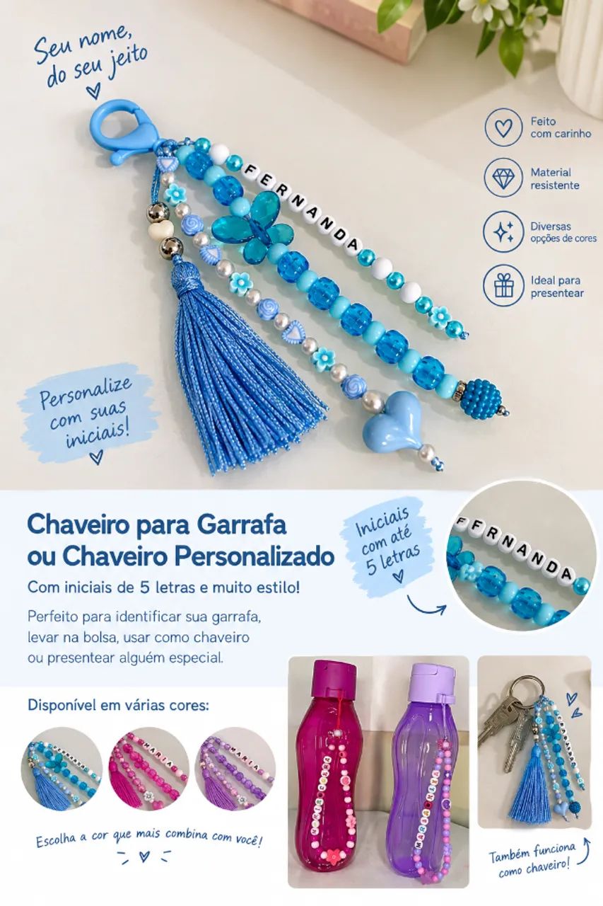 Chaveiro de Miçanga Personalizado  - Foto 2