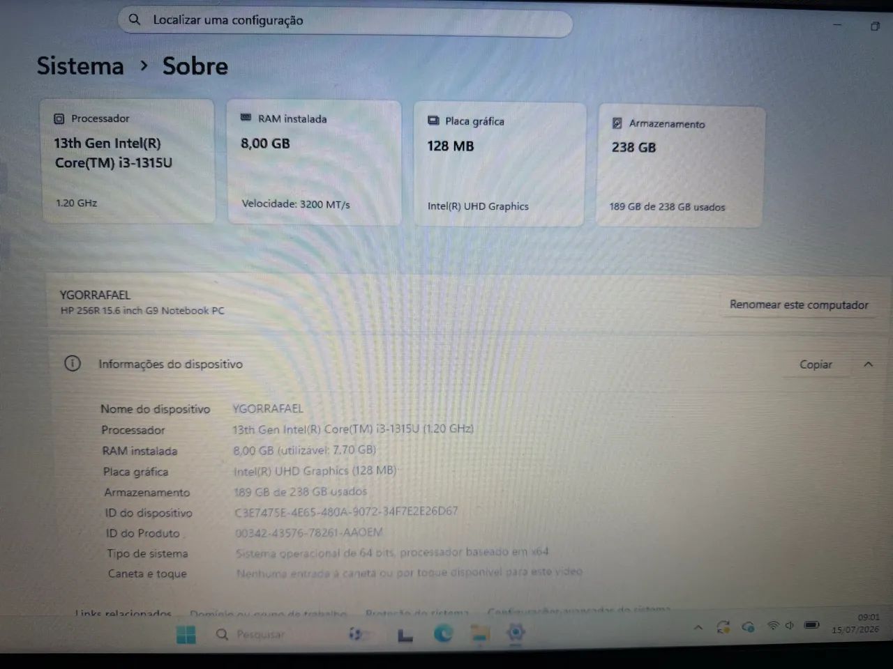 Notebook Hp 256Gr I3 13?Geração  - Foto 5
