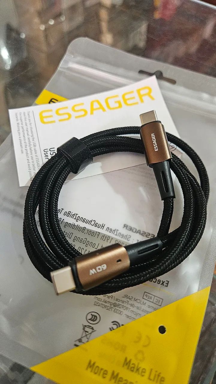 Cabo usb c para usb c essager 60w