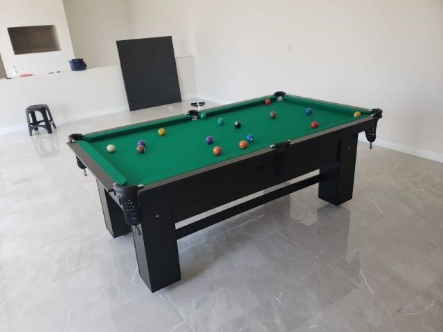 Mesa de Bilhar Preta TX Tecido Verde 2,20 x 1,20 - Atendemos Até 150km de Cuiabá - Foto 4