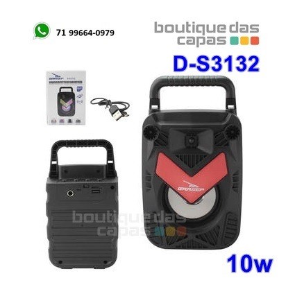 Caixa De Som Bluetooth 10W Anatel preta D-S3132 grasep presente para natal!