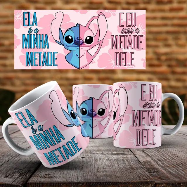 Caneca romântica do stitch