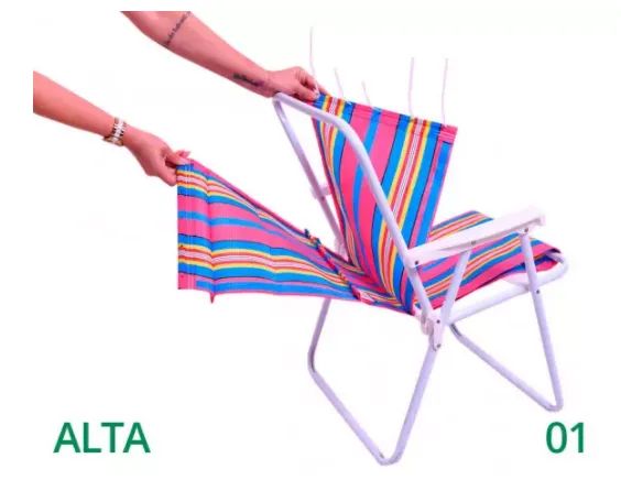 Forro Refil Cadeira Praia Reclinavel Deitar Montagem 2 Minutos - Foto 2