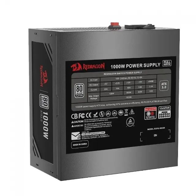 Fonte ATX 1000W PFC Ativo 80 Plus Platinum Redragon Full Modular Black PCIe 5.0 - WZetta - Foto 2