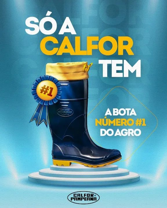 Bota De Pvc azul/amarela, Polaina - Calfor Pampeana