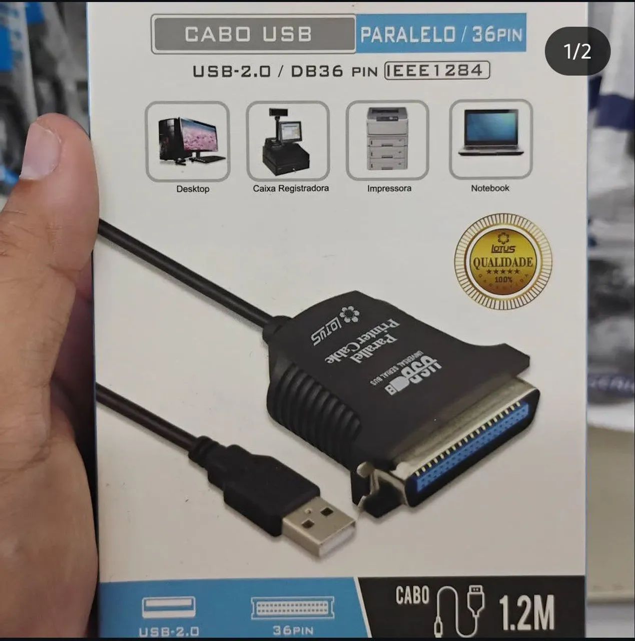 Cabo USB Paralelo para Impressora - 1.2m