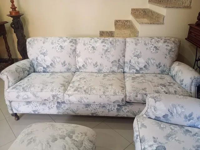 Conjunto de sofás antigo assentos em mola  - Foto 2