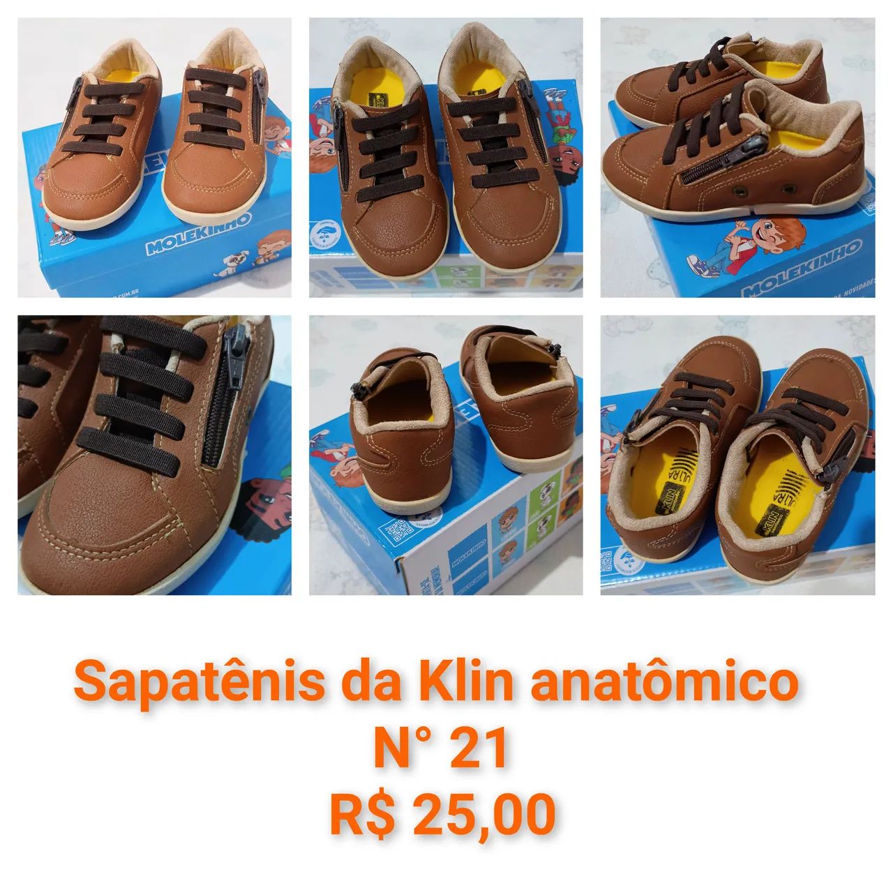 Sapatinho de bebê marrom com zíper lateral - Foto 6