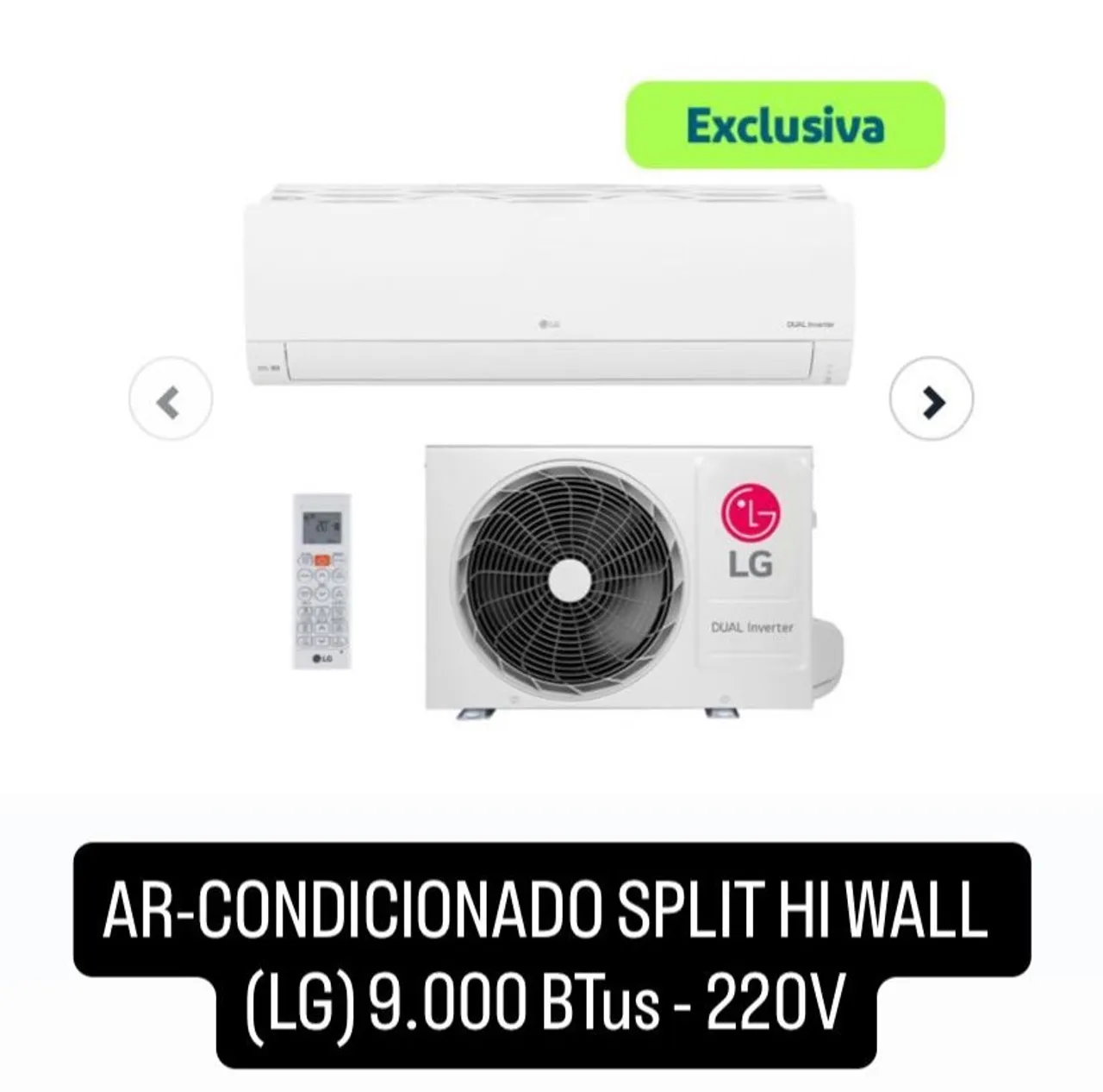 Ar-Condicionado Split Hi Wall LG 9.000 BTUs - 220V