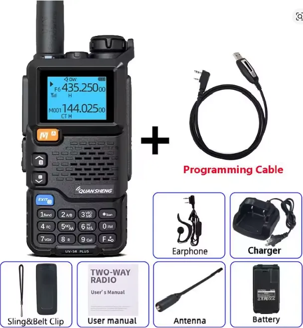 Rádio Quansheng UV 5R Plus Walkie Talkie Comunicação Am Fm 5w