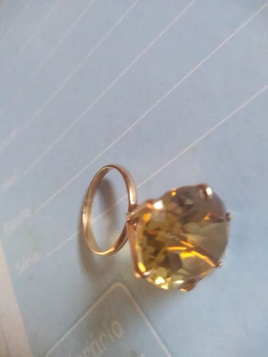 Anel de Ouro 18k - 750 Com pedra Topázio Imperial - Foto 4