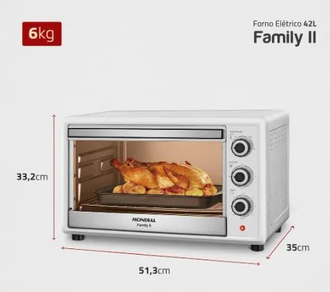 Forno Elétrico de Bancada Mondial 42L Branco Family - Foto 2