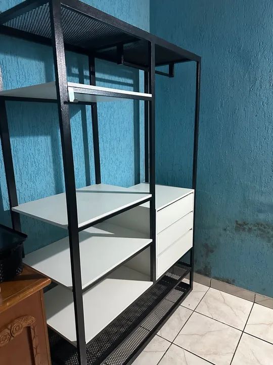 Armário de Aço Preto com Prateleiras e Gaveta - Foto 2