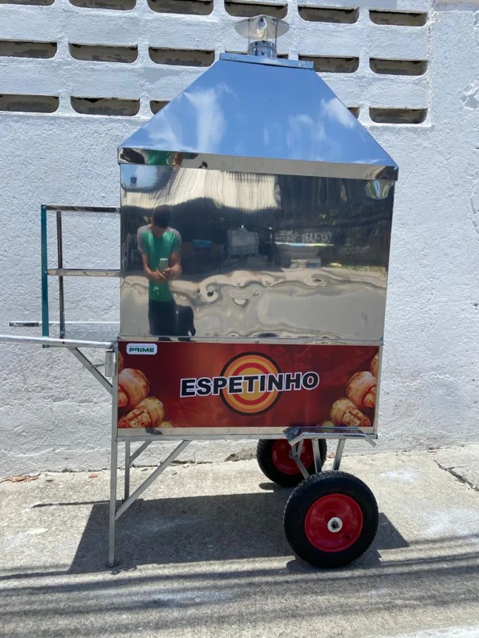 Carrinho em inox para espetinho  ,novo!