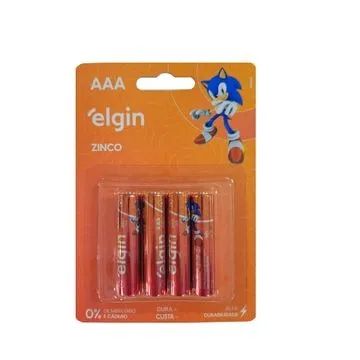 Kit c/ 4 Pilha comum Pequena Elgin AAA
