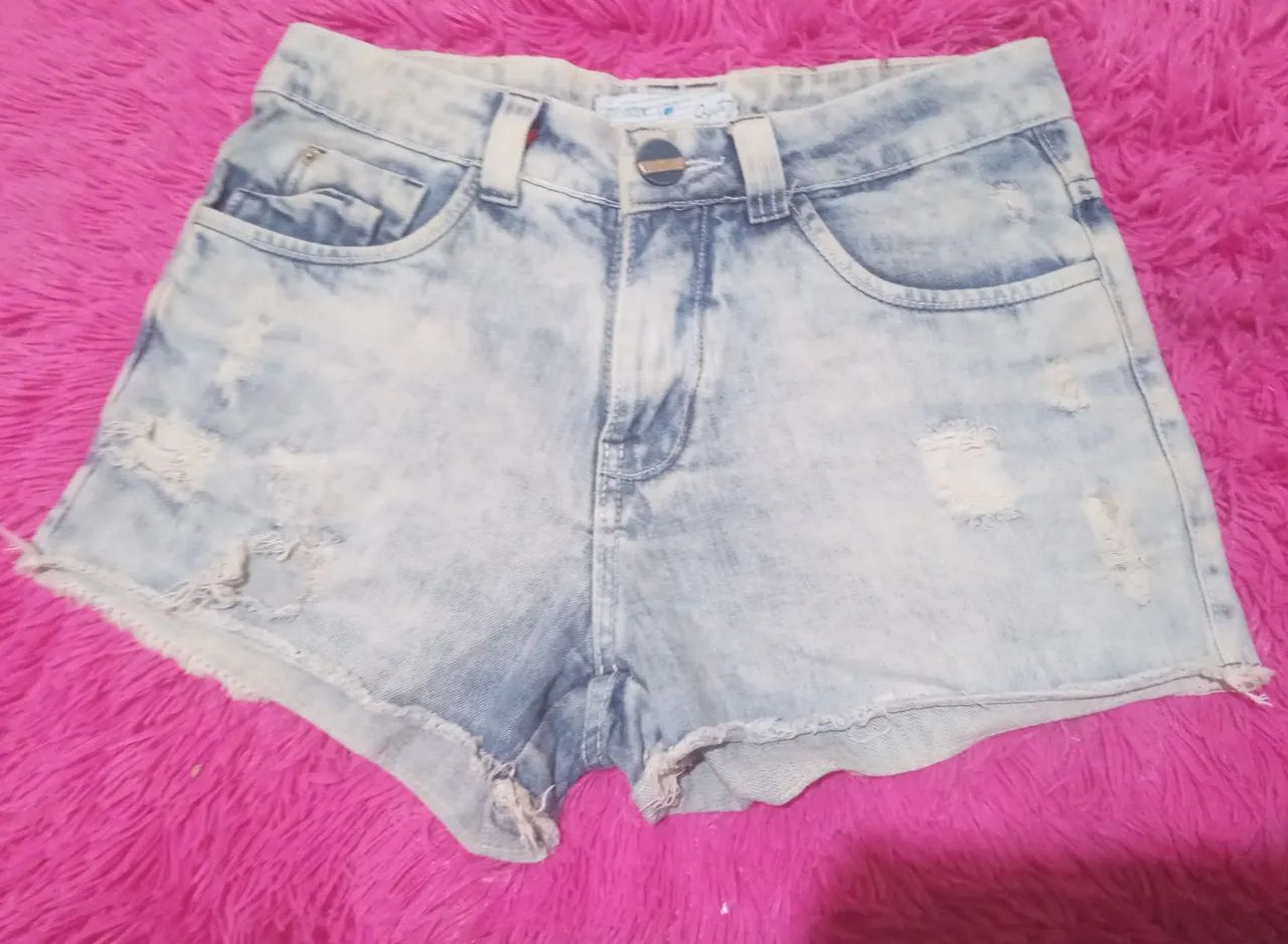 Shorts  Destroyed Qzito Jeans Feminino N;34 - Foto 3