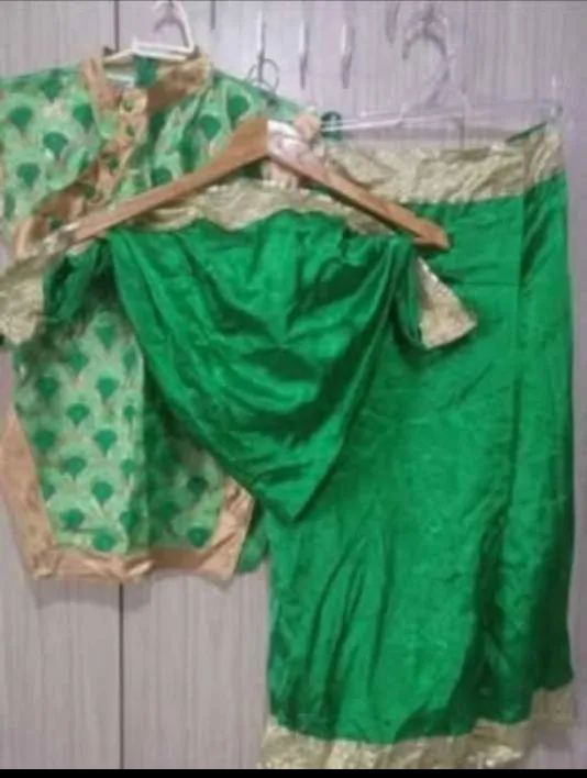 Conjunto indiano infantil verde e dourado Tam 10 - Foto 3