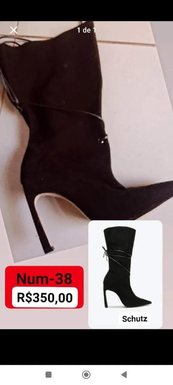Bota Schutz Preta Salto Fino - Num 38
