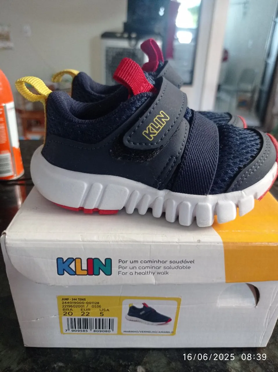 Tênis Klin Infantil - Azul Marinho, Vermelho e Amarelo