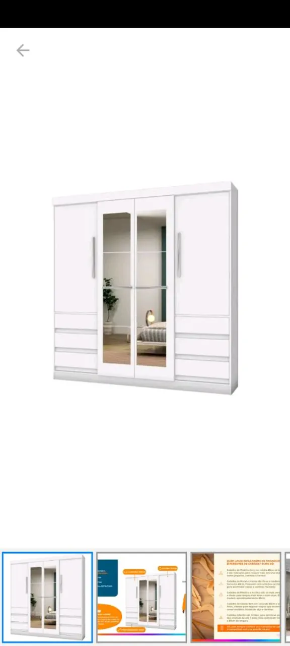 Guarda-Roupa Casal 4 Portas com Espelho