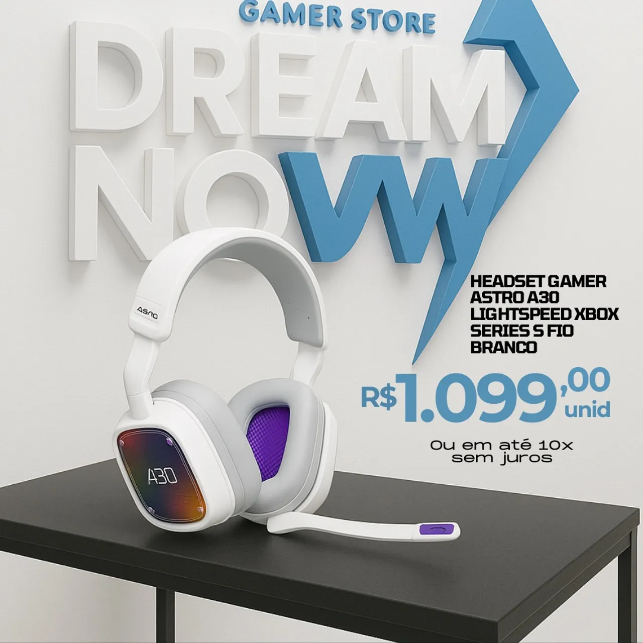 Headset Sem Fio Logitech G Astro A30 - Branco - XB
