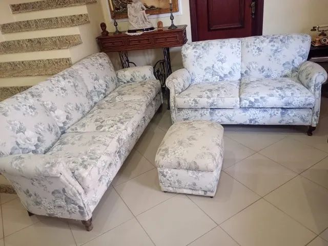 Conjunto de sofás antigo assentos em mola  - Foto 4