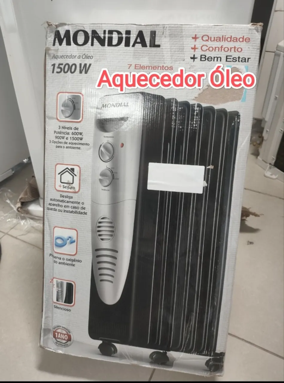 Aquecedor Óleo Mundial 1500W + Novo + Nota + Garantia+ Cartão 12x!!!