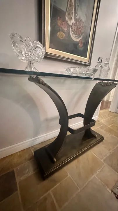 Aparador luxuoso de aço e tampo de vidro 150 cm  - Foto 4