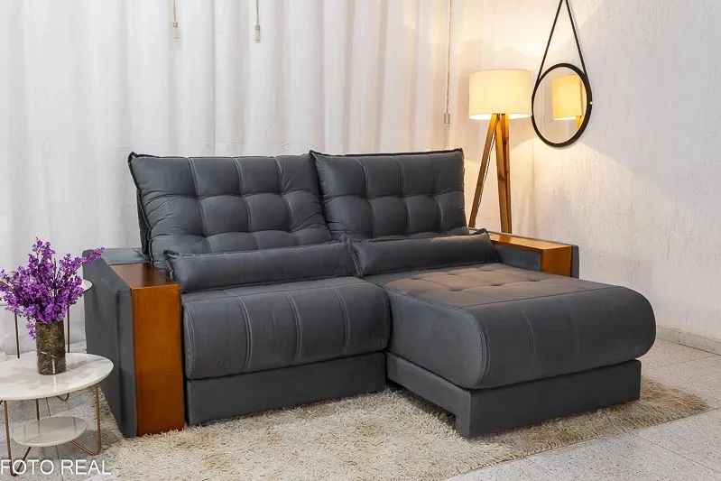 Sofá Retrátil Reclinável 2.50m Design Moderno Molas Ensacadas rf977
