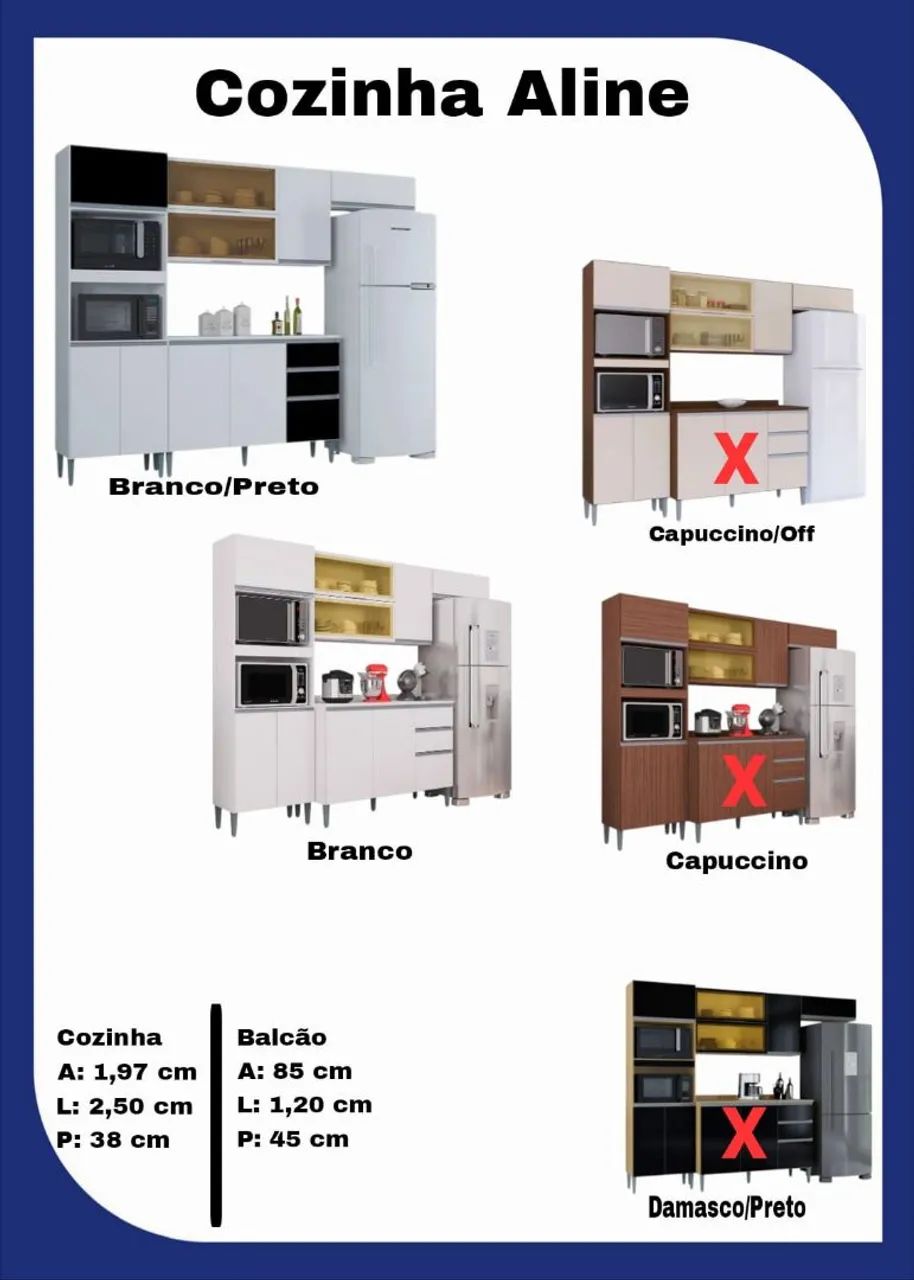 Cozinha Aline completa com balcão entrega e montagem grátis 