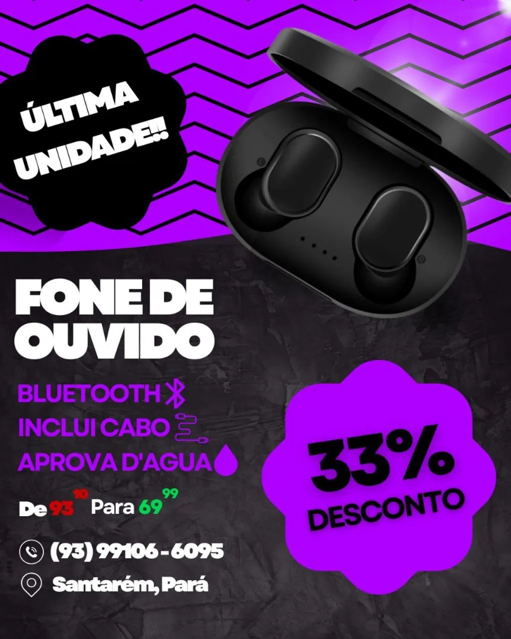 Fone de ouvido Bluetooth à prova d'água - Última unidade!