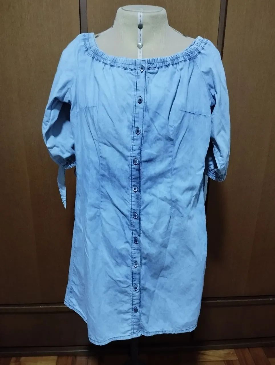 Vestido Jeans Off Shoulder Azul
