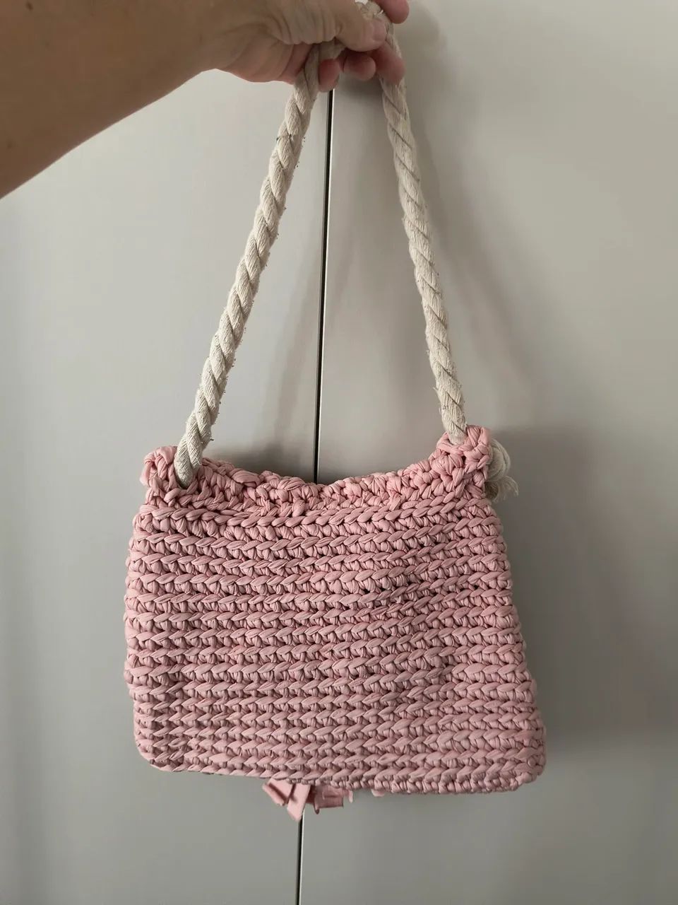 Bolsa de crochê rosa - Foto 2