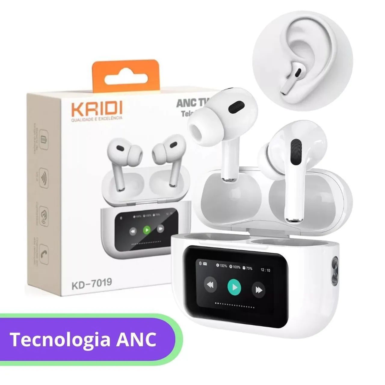 Fone bluetooth kaidi kd 7019 com cancelamento de ruído - Foto 2