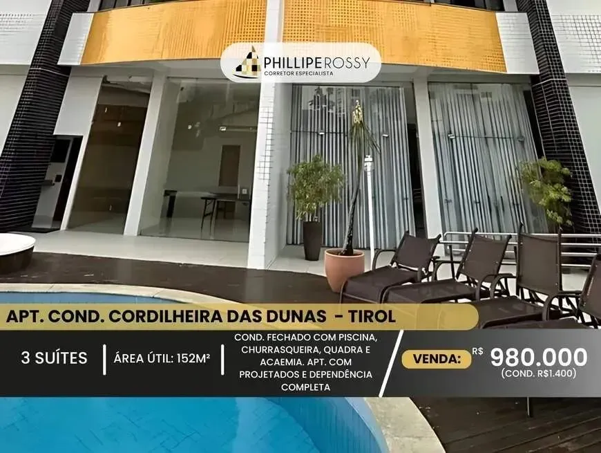 Apartamento à venda, 3 quartos, 3 suítes, 3 vagas, Tirol - Natal/RN