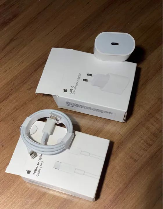 Carregador de IPhone Turbo 20W completo Cabo e Adaptador de fonte branco - Foto 4
