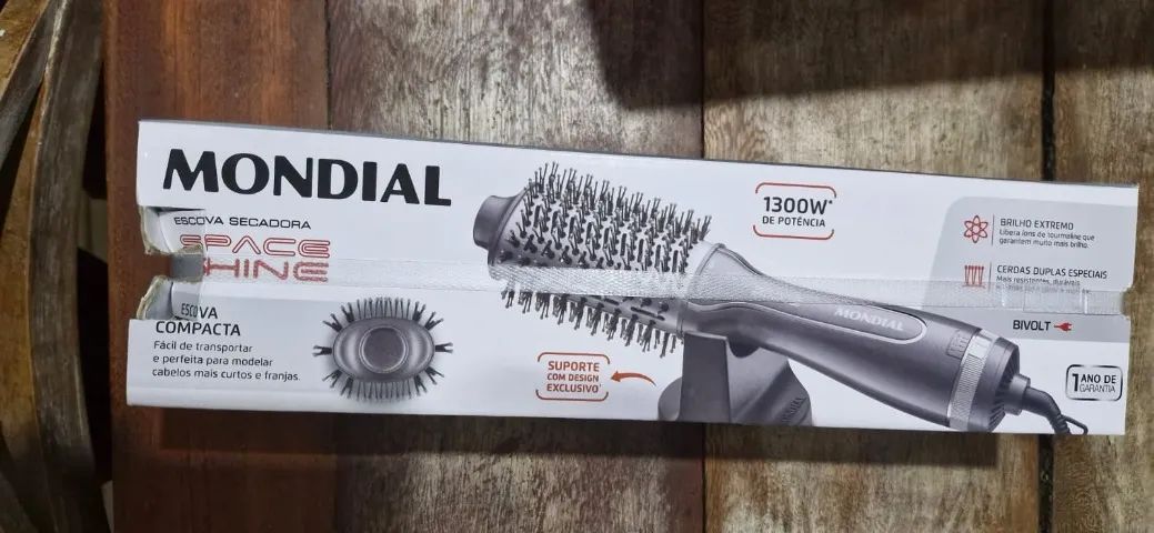 Escova Secadora Mondial Space Shine 3 em 1 (seca, alisa e modela) NOVA