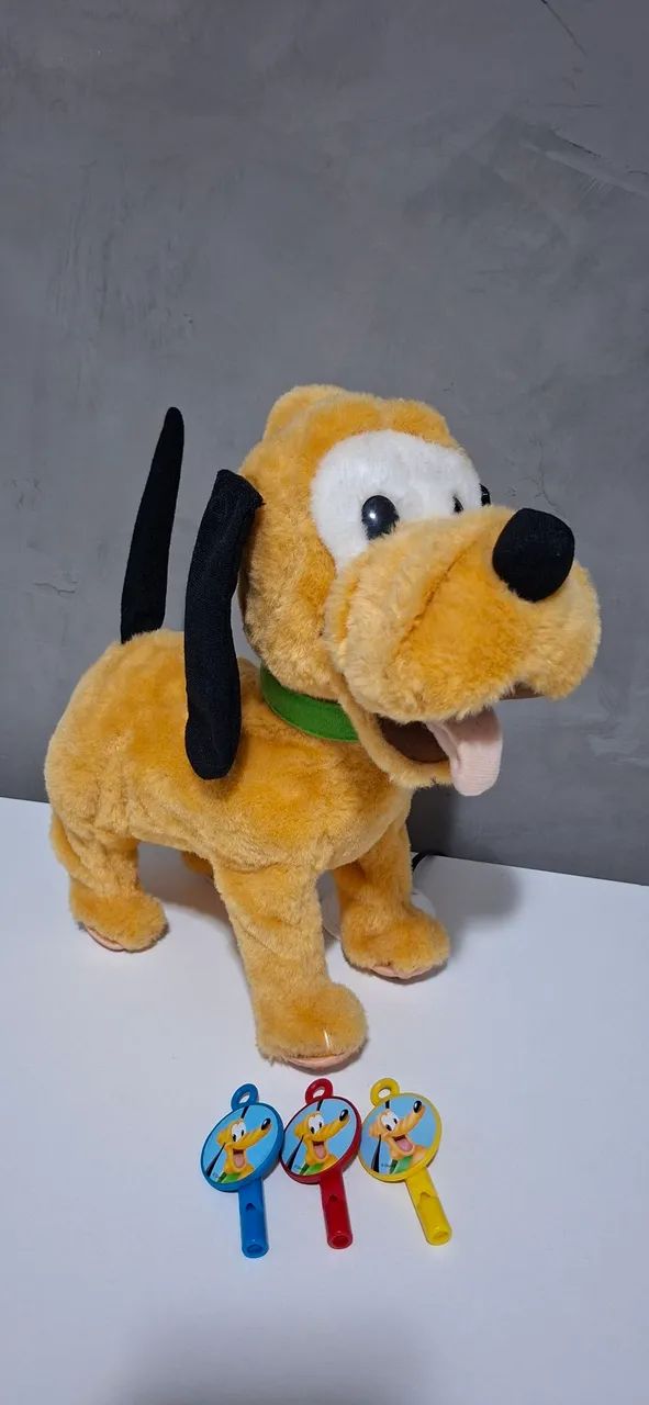 Cão Pluto Interativo Com Comando Sonoro Long Jump - Com 3 Apitos Originais