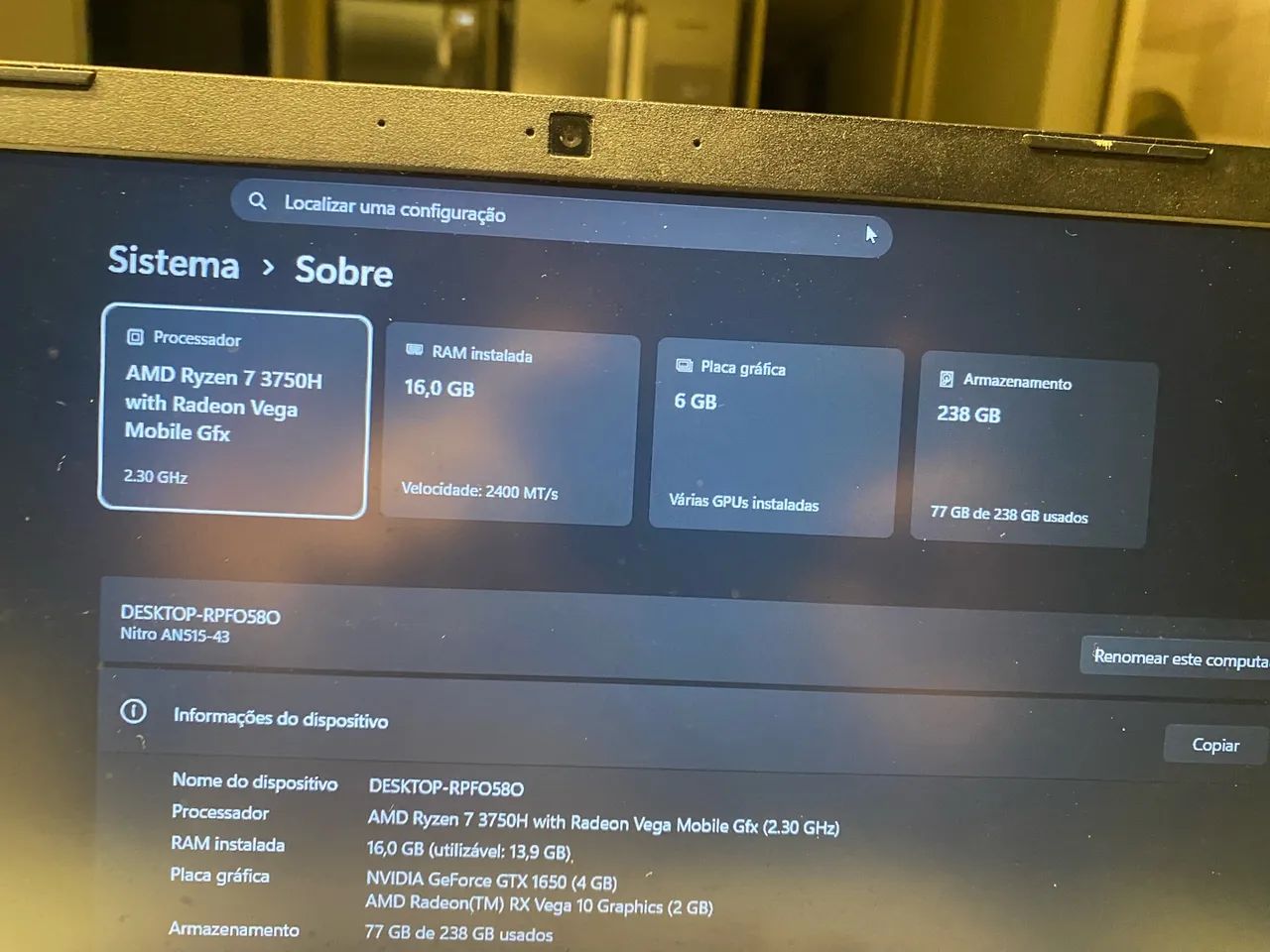 Acer Nitro 5 Ryzen 7 - Foto 5
