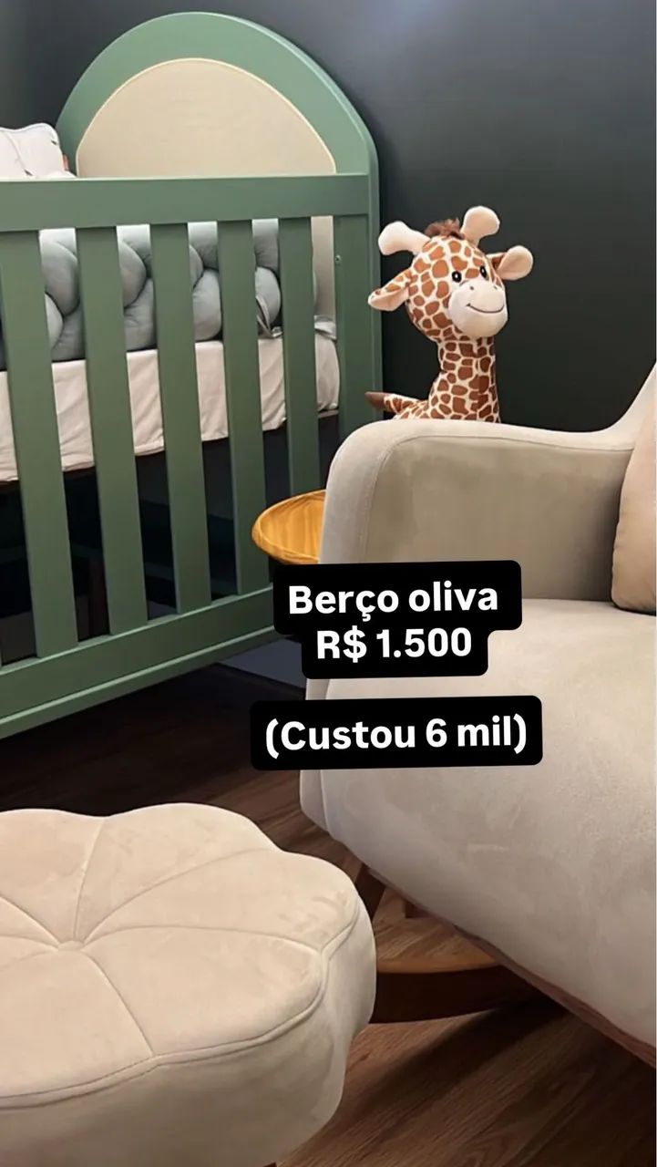 Berço semi novo, verde oliva  - Foto 3