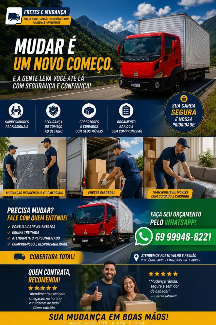 FRETE E MUDANÇA PORTO VELHO E INTERIOR ,RO.AC.AM , ZAP * - Foto 2