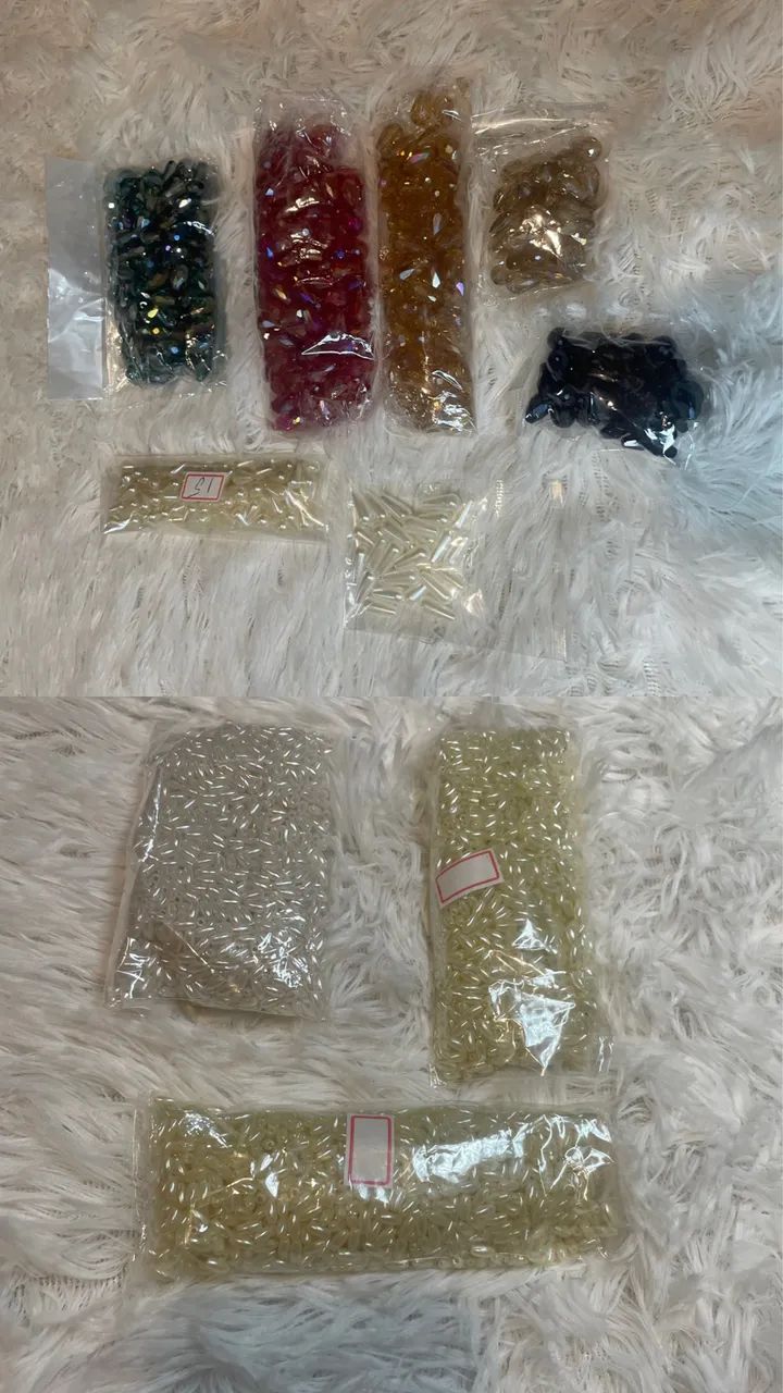 Lote de pérolas artesanato + mais manta strass - Foto 2