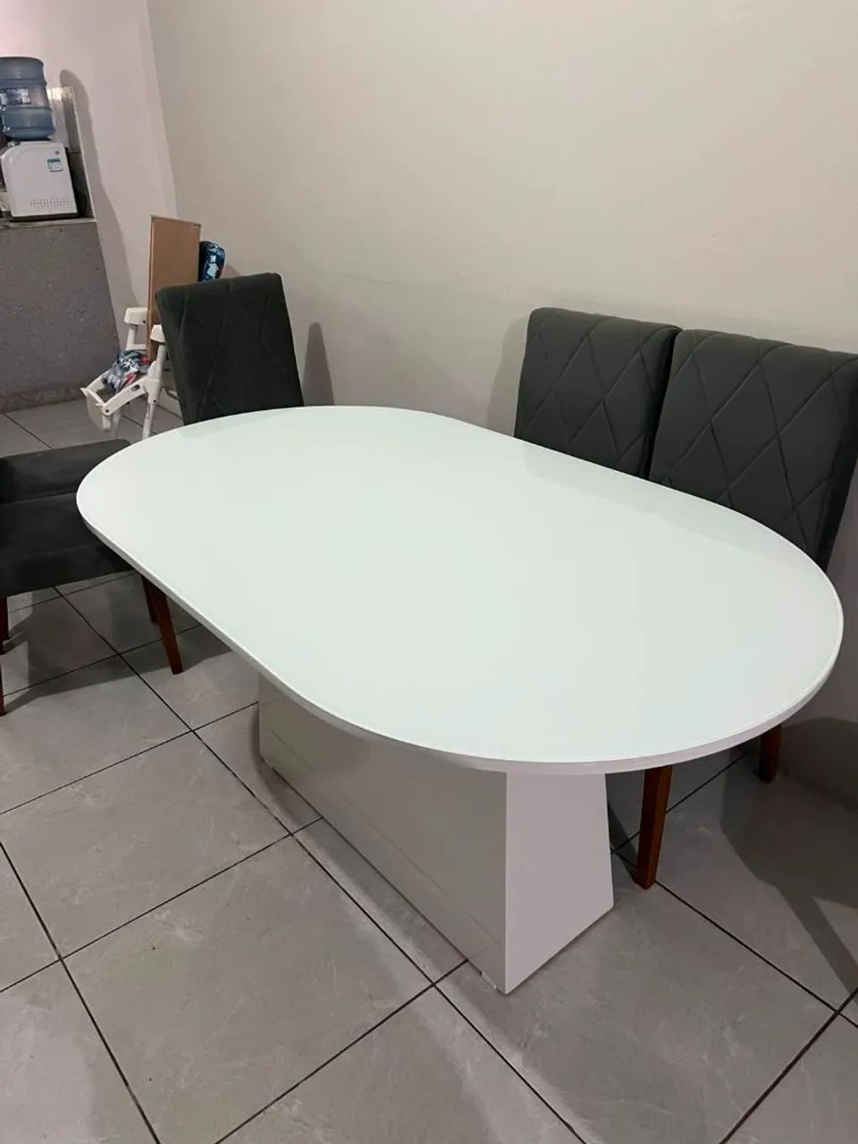 Mesa de Jantar Oval Luxo com Vidro Laqueado  - Foto 2