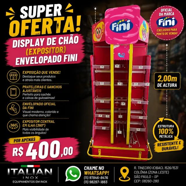 Display de Chão - Expositor envelopado FINI - 2m de Altura