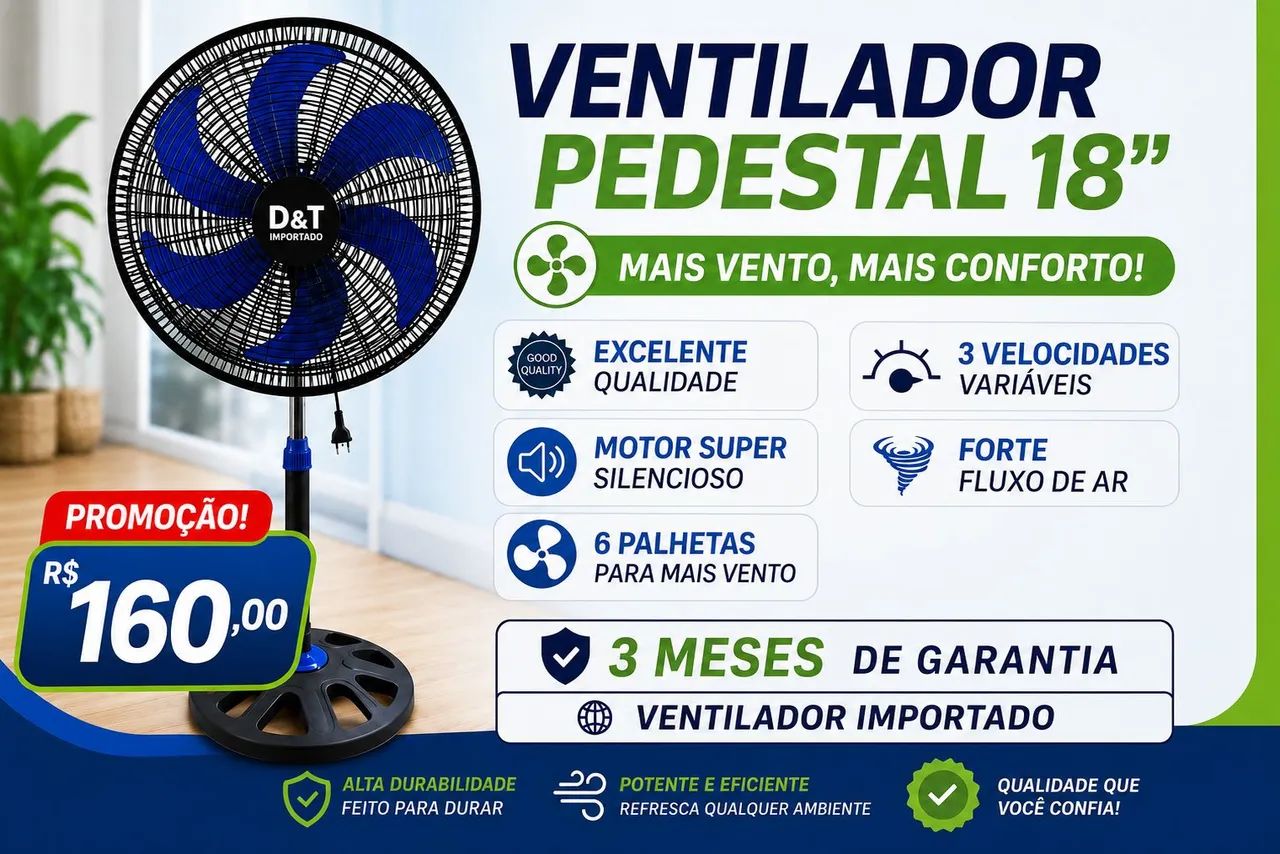 Ventilador de pé 50cm importado