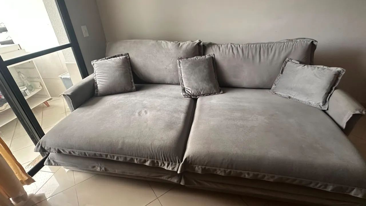 SOFÁ RETRÁTIL CINZA KOMFORT HOUSE - Foto 2