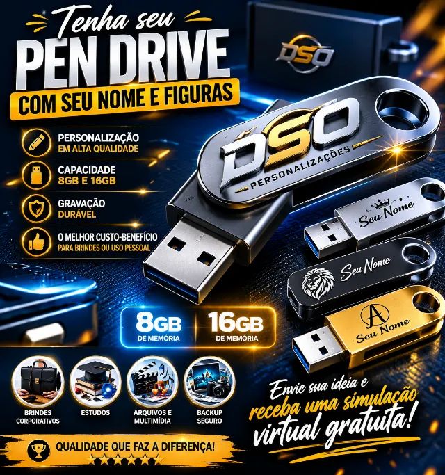 Tenha Seu Pen Drive com seu nome e Figuras