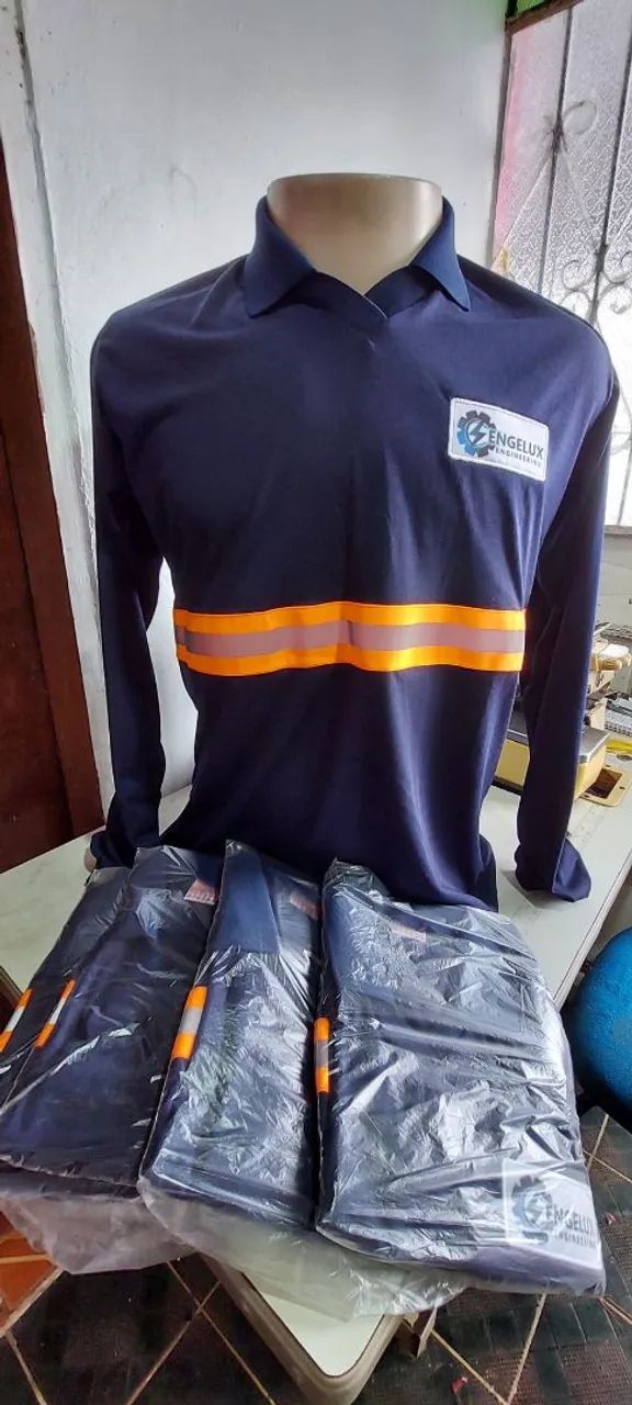 Conjuntos de brim calça e camisa com faixa ou sem faixa refletiva  - Foto 3