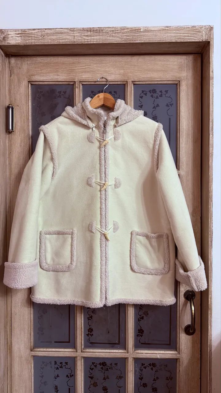 casaco choklate teddy coat creme gg